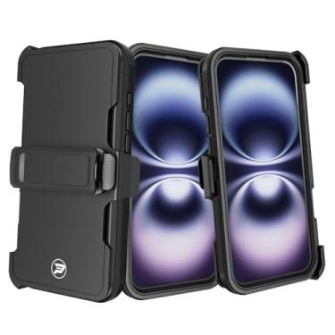 Imagem de Wireless PROTECH Capa compatível com Apple iPhone 16 Plus (tamanho da tela de 6,7 polegadas), coldre com clipe de cinto resistente com camada tripla de TPU e capa forrada com policarbonato