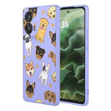 Imagem de KOARWVC Capa de telefone para Moto G35, capa Motorola G35 design de padrão de gato fofo capa protetora fina de TPU macio para celular Motorola Moto G35 roxo cachorro