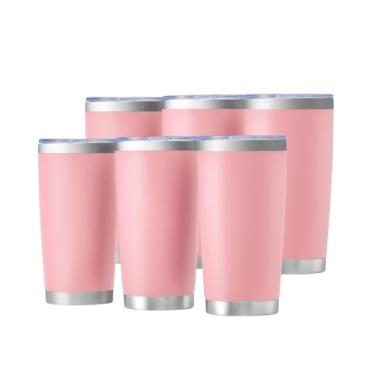 Imagem de OMTech Copos de 590 ml a granel, conjunto de copos de aço inoxidável de 6 peças com tampa e canudo, caneca isolada a vácuo de parede dupla para gravador a laser, caneca de café de viagem para bebidas