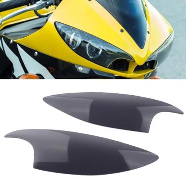 Imagem de FINMOKAL 1 par de capa protetora para lente de farol de motocicleta compatível com Yamaha YZF R6 YZF-R6 2003 2004 2005 (cinza)