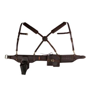 Imagem de Tourbn Kit De Cinto De Couro Para Toras Tourbon Arborist, Cintos De Ferramentas Acolchoados De Lã Sintética Com Suspensórios, Bolsa De Cunha De Corte, Protetor De Bainha De Machado, Cintura Ajustáve