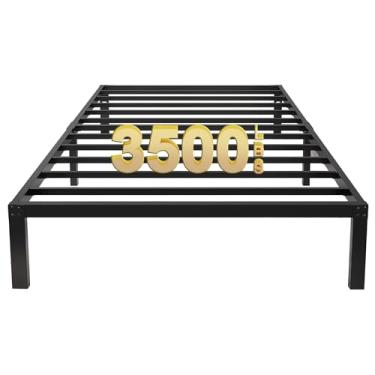 Imagem de yookare Moldura de cama com plataforma de metal de 35,5 cm com armazenamento/base de colchão resistente/suporte resistente/montagem fácil/não precisa de mola de caixa/sem ruído, solteiro