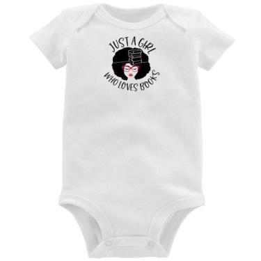 Imagem de Body Bebê Just a girl who loves books - Foca na Moda, Branco, GG