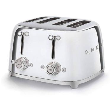 Imagem de Torradeira Elétrica de 4 Fatias, Aço Inoxidável, 1800W, 110v, SMEG TSF03, Prateado