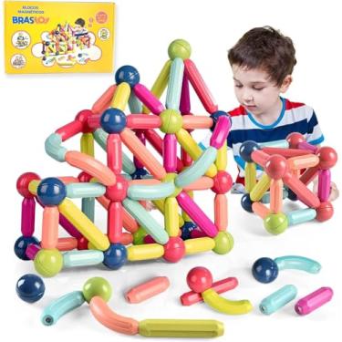 Imagem de Blocos de Montar Magnéticos 103 Peças – Jogo de Construção Educativo com Formas 2D/3D, Criatividade e Diversão