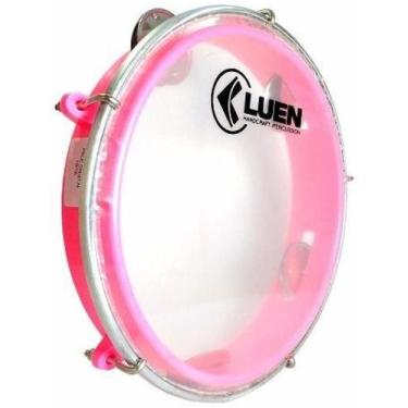 Imagem de Pandeiro Luen 8 Junior Aro Abs Rosa Pele Cristal e plat inox