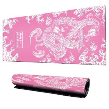 Imagem de Mouse Pad Gamer Speed Extra Grande Profissional 90x40 x3mm Bordas Costuradas e Base Antiderrapante Emborrachada Dragão Chinês Premium (Rosa)