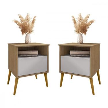 Imagem de Kit 2 Mesas de Cabeceira Cancun Cinamomo com Off White Bechara