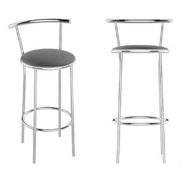 Imagem de Banqueta Cozinha Cromada Redonda Mônaco Baixa 50cm Flape