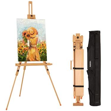 Imagem de VISWIN Cavalete de Pintura de Campo com Tripé Ajustável de 51 "-76" com Bolsa, Suporte de Cavalete Portátil de Madeira de Faia Maciça para Pintura, Cavalete de Artista Dobrável para Adultos, Estudante