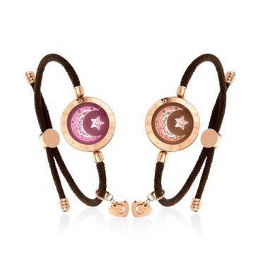 Imagem de TOTWOO Pulseiras de toque de longa distância para casais, pulseiras vibratórias e iluminadas para casais | Presentes de relacionamento de longa distância para namorada, joias de emparelhamento