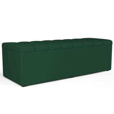 Imagem de Calçadeira Recamier Baú Para Cama De Casal King Dália 195x50 Cm W01 Suede Verde Musgo - Lyam