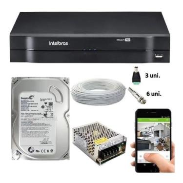 Imagem de Kit Cftv Dvr 4ch Intelbras Mhdx Cabo E Conectores Hd 500gb