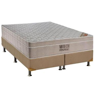 Imagem de Cama Box Queen: Colchão Molas Ortobom Superpocket Fort Airtech SpringBase Suede Clean(1...