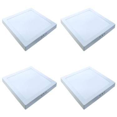 Imagem de Kit 4x Painel Plafon Sobrepor Alumínio Quadrado LED 12W 15x15cm Bivolt Branco Quente