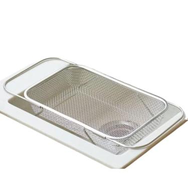 Imagem de JD Escorredor de pia inox peneira Alça retrátil fruteira alimentos(um)