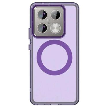 Imagem de Pzwoxukhov Capa compatível com Xiaomi 14T Pro 5G, suporta carregamento sem fio, capa magnética à prova de choque, compatível com Xiaomi 14T Pro 5G capa roxa