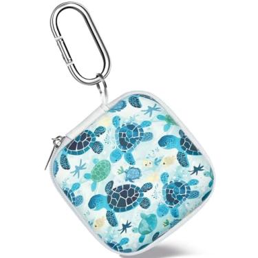 Imagem de Capa quadrada para fones de ouvido, organizador de fones de ouvido, estojo portátil de EVA para transporte, bolsa de armazenamento com mosquetão para AirPods Beats, Bose Galaxy Buds 3, armazenamento