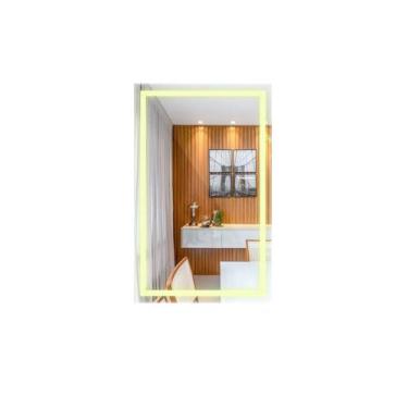 Imagem de Espelho Retangular Jateado Com Led Botão Touch Screen Vários Tamanhos 