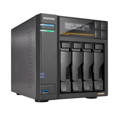 Imagem de Asustor Lockerstor 4 Gen3 AS6804T, 4 Bay NAS, AMD Ryzen Quad-Core 2.3GHz, 16GB ECC DDR5, 4 M.2 NVMe Slots, Dual 5GbE & 10GbE Port, Network Attached Storage for Video & Content Creators (Diskless)