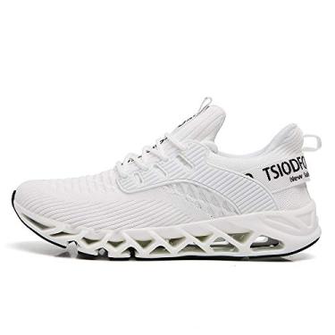 Imagem de TSIODFO Tênis Infantil Meninos Meninas Caminhada Malha Respirável Moda Jovem Atlético Esporte Corrida Branco Tamanho Grande 5