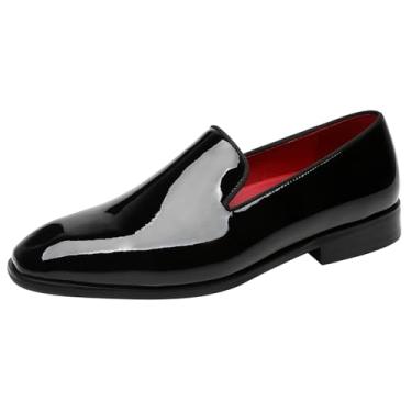 Imagem de ELANROMAN Sapatos Masculinos Penny Loafers De Veludo Da Moda Para Festa De Casamento Mocassins De Couro Envernizado Calçados Us 13 Eur 48 Pés Comprimento 315 Mm