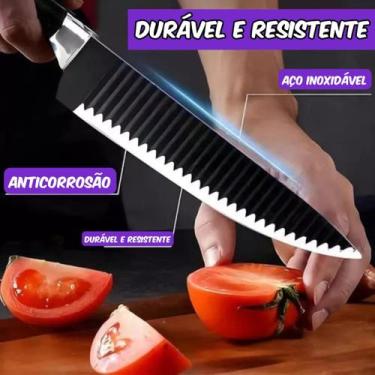Imagem de Kit Jogo De Facas Inox Churrasco Cozinha 8 Peças Faqueiro - LuaTek 