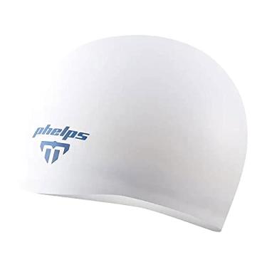 Imagem de Touca de Silicone Phelps Dome Race 2.0 Branco/Marinho