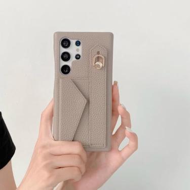 Imagem de Capa tipo carteira com alça de pulso de couro sintético de luxo para Samsung Galaxy S25 S24 S23 S21 S20 FE S22 Plus Note 20 Ultra A52 A53 A54, cinza, para A53