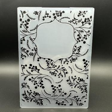 Imagem de Modelo de pasta de plástico em relevo, borda de elemento de Natal, textura 12 x 18 cm para fazer cartões, faça você mesmo, scrapbooking, papel, artesanato, artesanato, scrapbook, artes, decoração