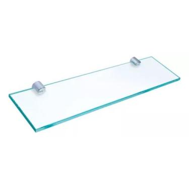 Imagem de Suporte Em Vidro Incolor 40X10 Cm Multiuso Porta Shampoo Quarto Sala e