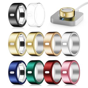 Imagem de Snyeest Capa compatível com Oura Ring 4/Gen 3 Heritage/Gen 3 Horizon, carrega diretamente, anel elástico polido TPU robusto protetor de manga de dedo para treino, academia, mulheres, homens, 10