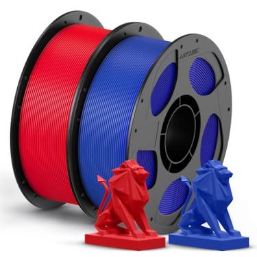 Imagem de ANYCUBIC Pacote de filamento PETG de 1,75 mm, filamento de impressora 3D, precisão dimensional +/- 0,02 mm, resistência excepcional, carretel reutilizável de 1 kg, 2 kg vermelho + azul