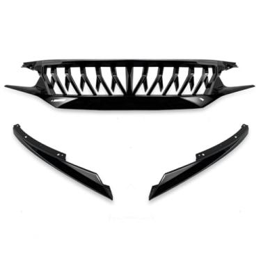 Imagem de Grade de para-choque de carro tiras decorativas kit de corpo grade de corrida grade de para-choque dianteiro compatível com Civic 2016-2019 parte externa (tubarão)