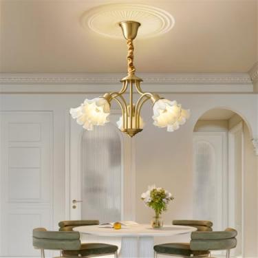Imagem de Lâmpada Pingente Candelabro LED De Latão Com Estilo Luxuoso Americano E Retro: Design Criativo Para Sala De Estar, Restaurante, Quarto, Estudo, Villa, Hotel E Café (B 5 luzes)