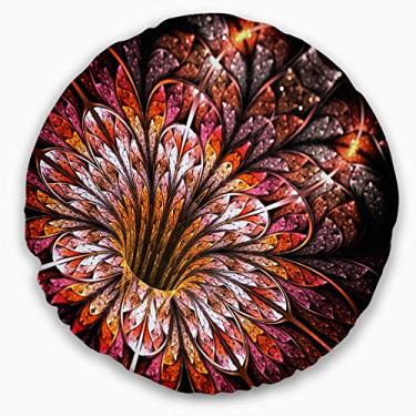 Imagem de Designart Lance floral brilhante vermelho claro fractal florido sala de estar, sofá, enchimento de almofada + capa de almofada impressa em ambos os lados 40,64 cm