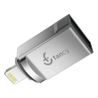 Imagem de Adaptador OTG Lightning, Conector USB Fêmea para Lightning, Cinza Metalizado, Modelo AD08, Liga de Zinco, Fancy