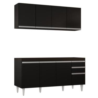 Imagem de Armário Aéreo Nevada e Balcão Para Pia 160cm Arkansas Preto - Lumil