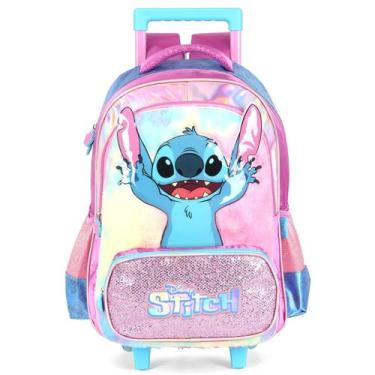 Imagem de Mochila Escolar de Rodinhas Stitch 3D em Alto Relevo ROXO - Luxcel