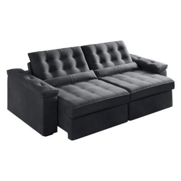 Imagem de Sofá Retrátil e Reclinável 4 Lugares 2,52m Veludo Ilhéus - bexs estofa