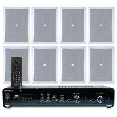 Imagem de Kit Som Ambiente Bluetooth Usb Sd Controle Remoto Amplificador Com 8 A