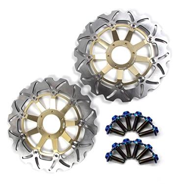 Imagem de Arashi Discos de freio dianteiro Rotores com parafusos de montagem para Honda GL1800 goldwing 1800 2001-2017, F6B 2013-2017, acessórios de substituição de motocicleta dourados