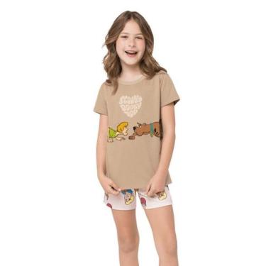 Imagem de Pijama Infantil Manga Curta Scooby-Doo - Veggi, Marrom, 4, Meninas