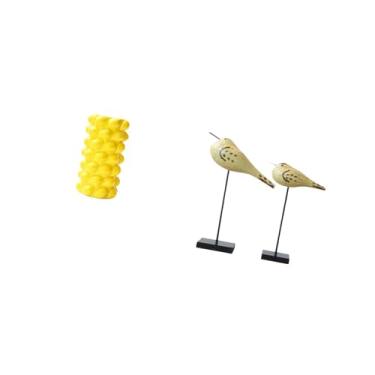 Imagem de Fenteer Vaso de Flores de Porcelana E Estátuas de Pássaros de Madeira, Ornamentos de Mesa Modernos para Sala de Estar, Mesa, Quarto, Entrada, Decoração Intern