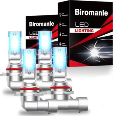 Imagem de Biromanle Combo de faróis de neblina 9005 9006, 400% mais brilhante 25000LM 8000K azul gelo, HB3 9005 HB4 9006 farol baixo alto, plug and play, lâmpada de neblina, lâmpadas de seta, pacote com 4