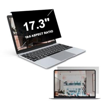 Imagem de LYLSMGS Pacote com 2 telas de privacidade para laptop penduradas de 17,3 polegadas, filtro de luz azul antirreflexo, painel protetor de tela removível para laptop com monitor widescreen 16:9