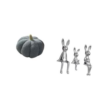 Imagem de Fenteer Almofadas de Abóbora de Halloween, Almofadas Decorativas de Pelúcia para Sofá E Estatuetas de Família de Coelhos, Estátuas para Exibição de Mesa, Enfe