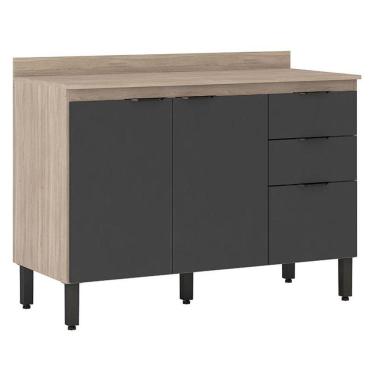 Imagem de Balcão De Cozinha Firenze Com Tampo 120 Cm Avena Grafito - Demóbile