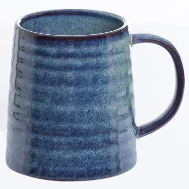 Imagem de Garnome Canecas de café de cerâmica extragrande, caneca de cerâmica feita à mão de 652 g, xícaras de chá grandes com alça para escritório e casa, lavável na lava-louças e no micro-ondas (azul verde)
