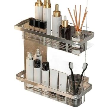 Imagem de KIT 2 Suporte de Shampoo Organizador Cromado Inox Prateleira Sem Furo Banheiro Premium(INOX [ KIT 2 ])